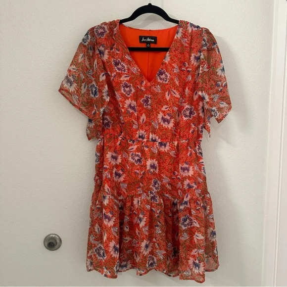 Sam Edelman Country Paisley Floral Fit and Flare dress red size 10 - Picture 3 of 6